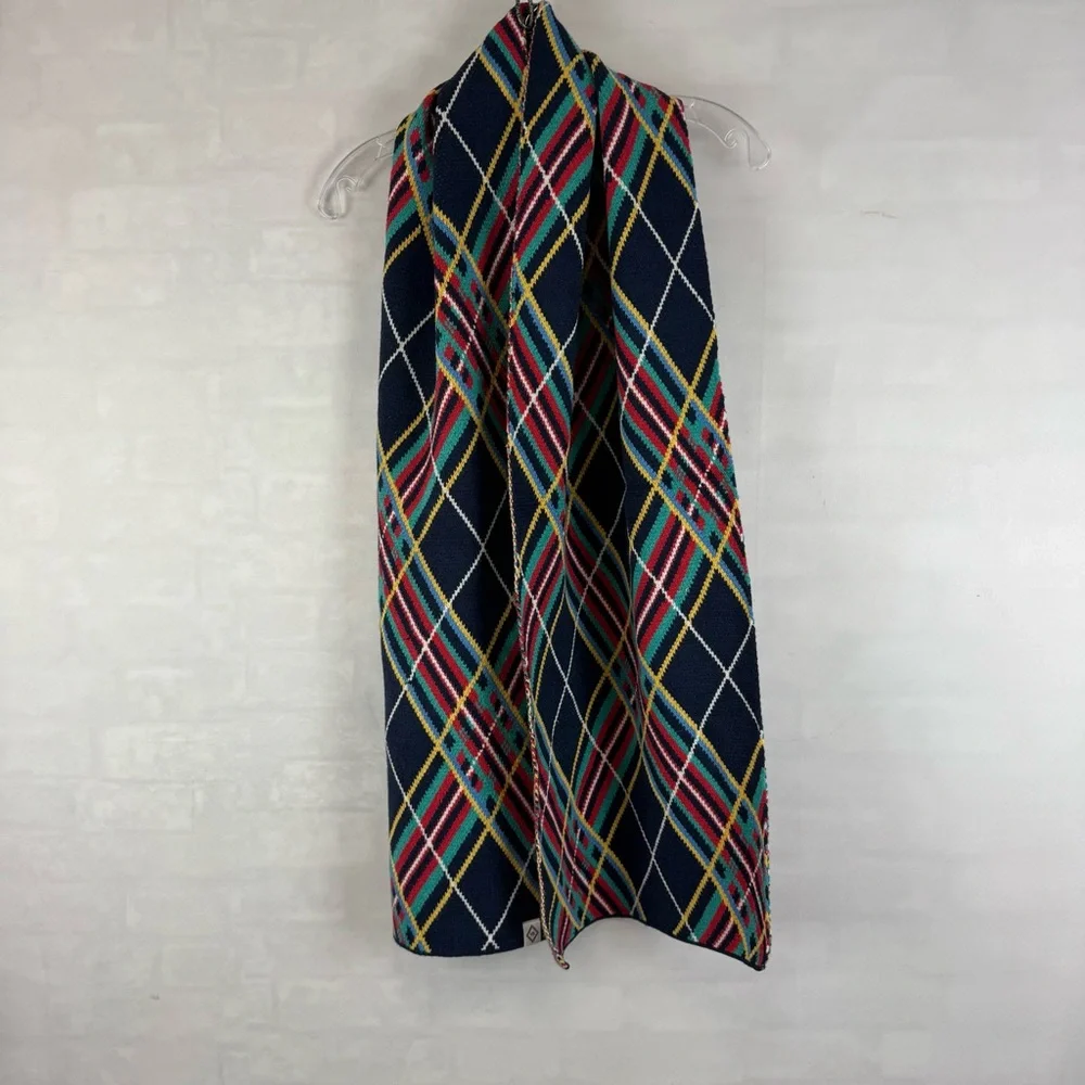 Vera Bradley‎ Navy Multi Color Tartan Plaid Knit Scarf